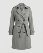 Women's Wide-Cut Double-Breasted Trench Coat with Belt and Epaulets