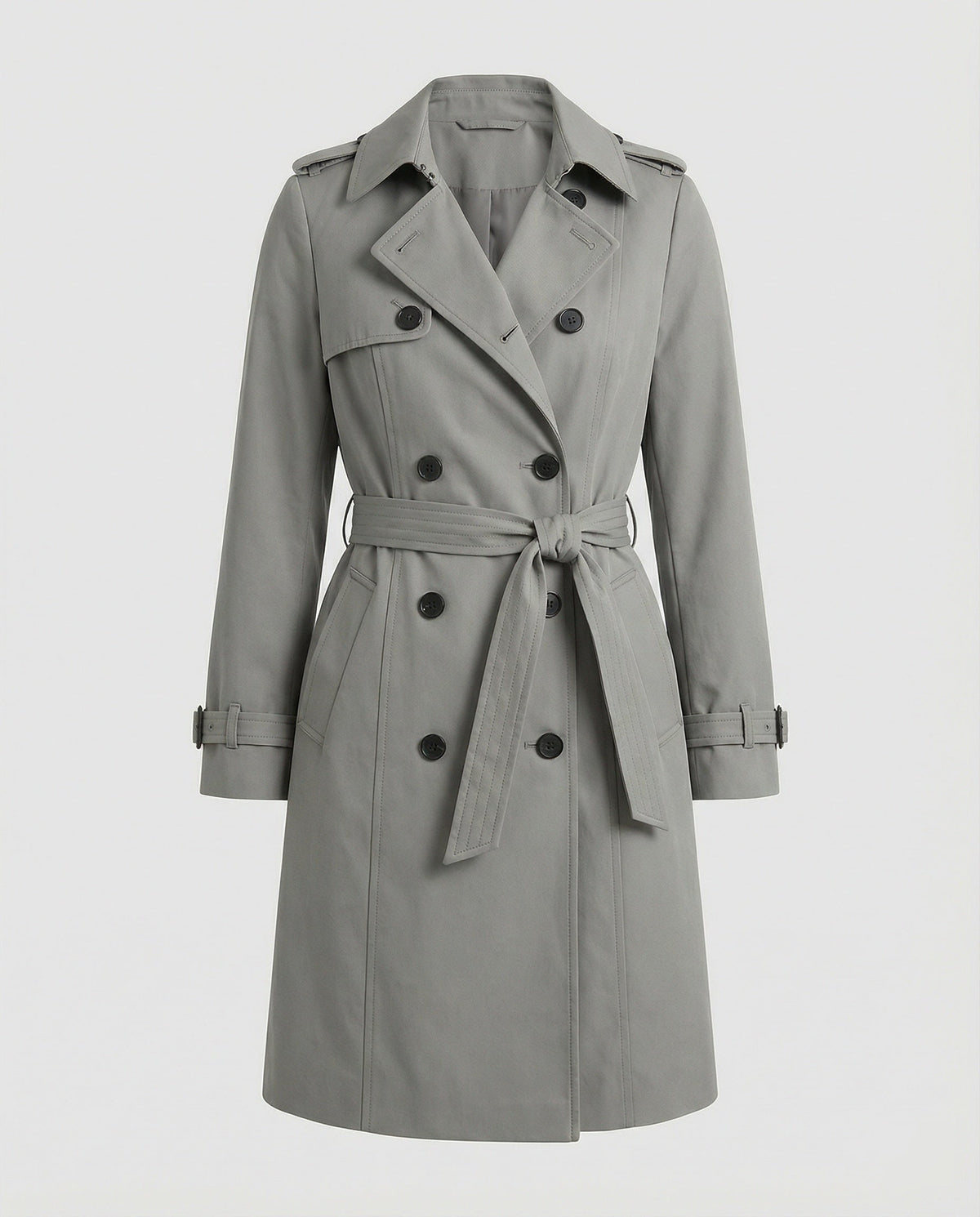 Women's Wide-Cut Double-Breasted Trench Coat with Belt and Epaulets