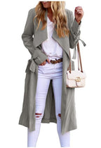 Women's Flowy Trench Coat with Tie Belt and Large Lapel