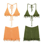Women's Mesh Mini Skirt with Tassels