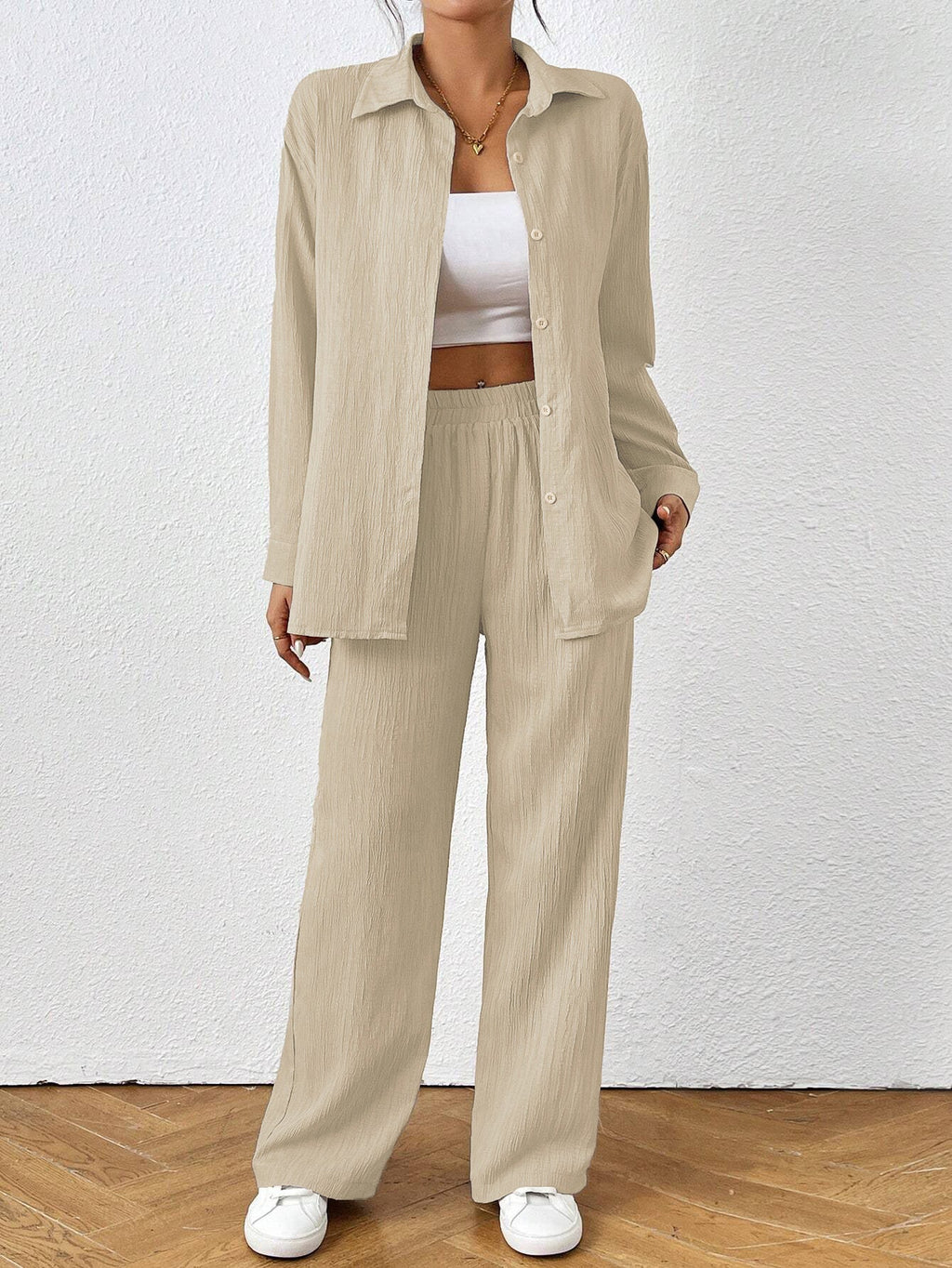 Women's Comfortable Two-Piece Set in Breathable Texture