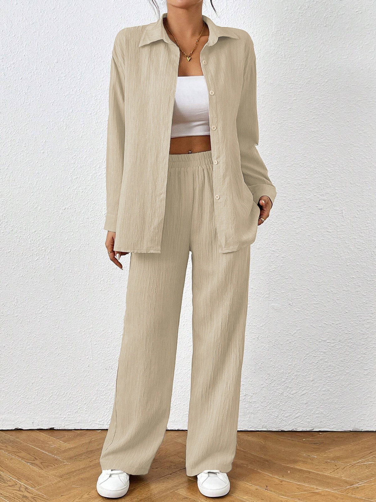 Women's Comfortable Two-Piece Set in Breathable Texture