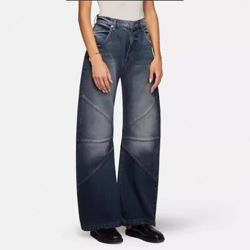 Women's Wide-Leg Jeans with Seam Detail
