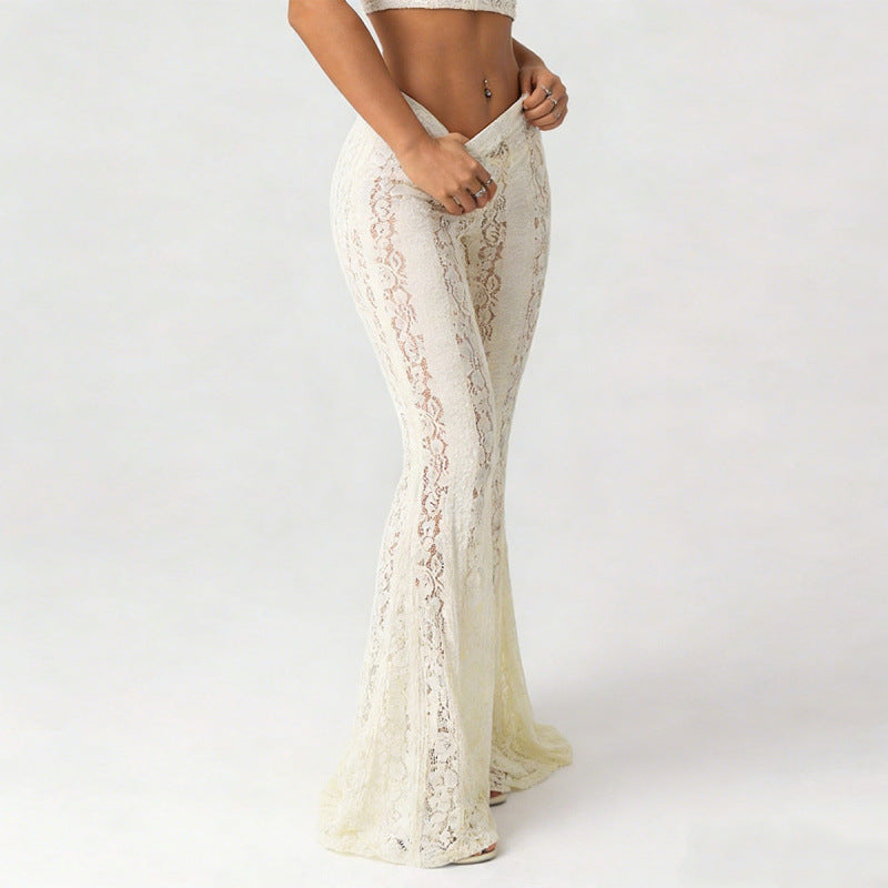 Women's Elegant Flared Lace Trousers
