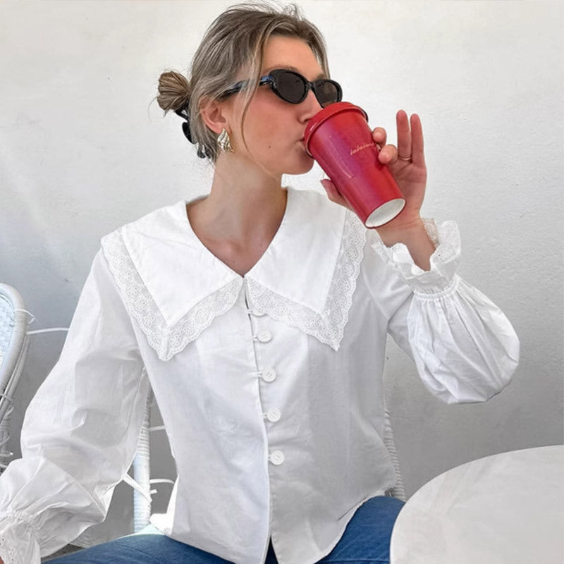 Women's Blouse with Large Lace Inserts