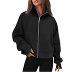 Women's Comfortable Sweat Jacket with High Collar