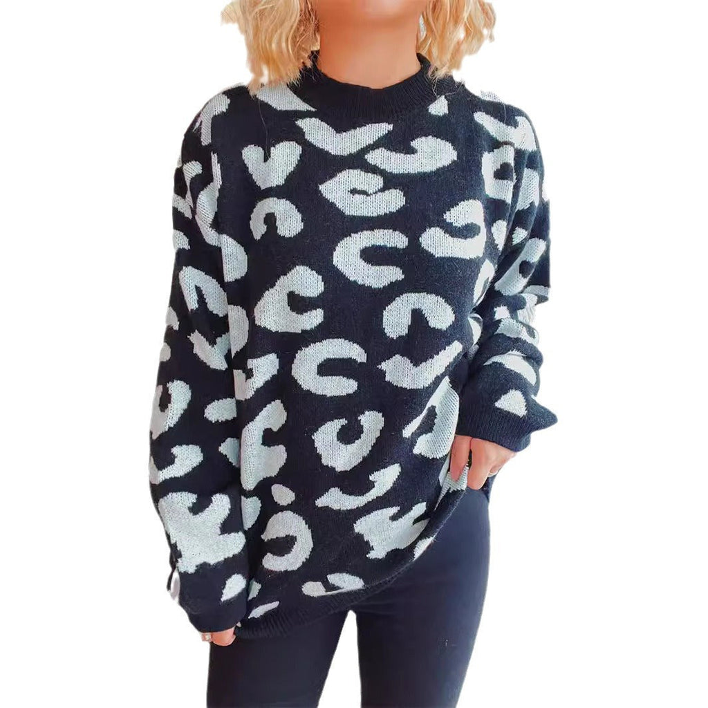 Women's Cozy Modern Leopard Print Sweater