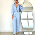 Women's Fitted Long-Sleeve Linen Jumpsuit