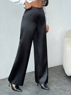Women's Elegant High-Waisted Satin Wide-Leg Trousers