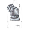 Women's Asymmetrical Striped Wrap Top