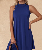 Women's Sleeveless Scalloped-Neck Flowy Dress