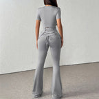 Women's Elegant Set with Form-Fitting Top and Flared Pants