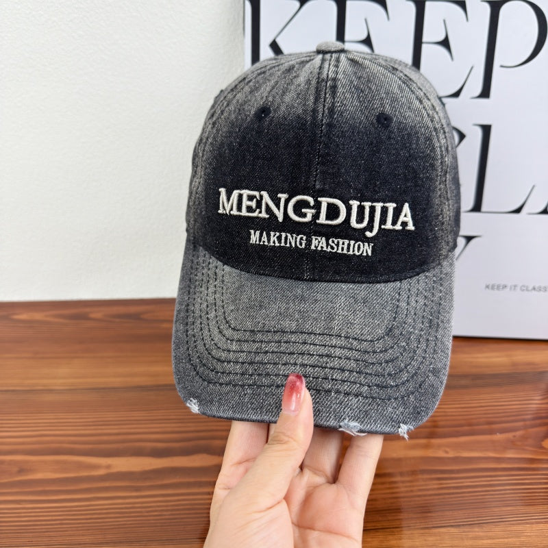 Men's Distressed Denim Baseball Cap