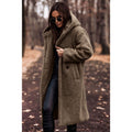 Women's Fluffy Teddy Coat with Hood and Button Detail
