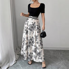 Women's Elegant Maxi Skirt with Floral Pattern