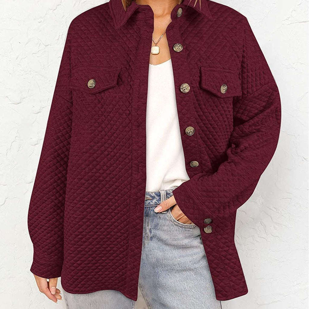 Women's Quilted Overshirt with Pockets and Button Details