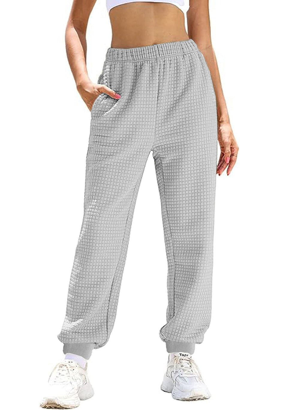 Women's Casual Pants with Elastic Waist and Practical Pockets