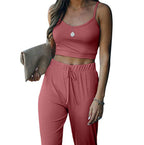 Women's Casual Two-Piece Set with Slim Fit and Adjustable Straps