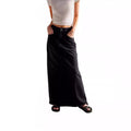 Women's Long Denim Skirt with High Waist and Pockets