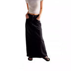 Women's Long Denim Skirt with High Waist and Pockets