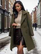 Women's Elegant Double-Breasted Wool Coat