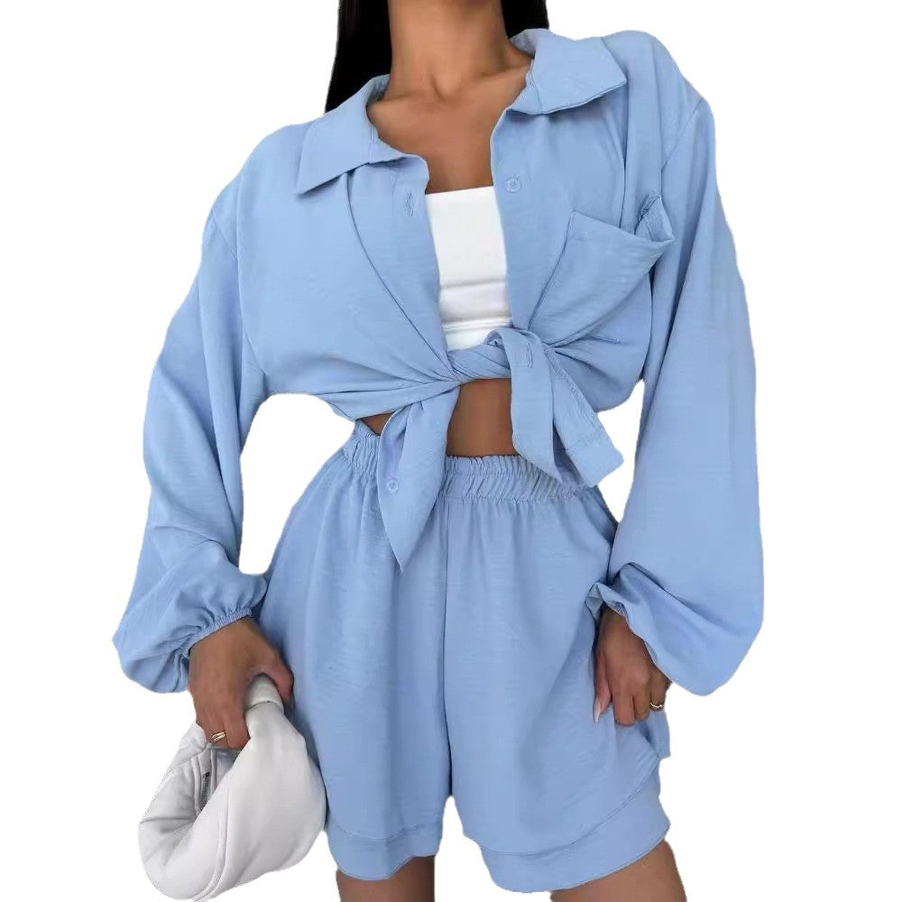 Women's Relaxed Shorts Set with Oversized Shirt