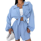 Women's Relaxed Shorts Set with Oversized Shirt