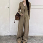 Elegant Knit Jumpsuit with Button Details and Wide Leg