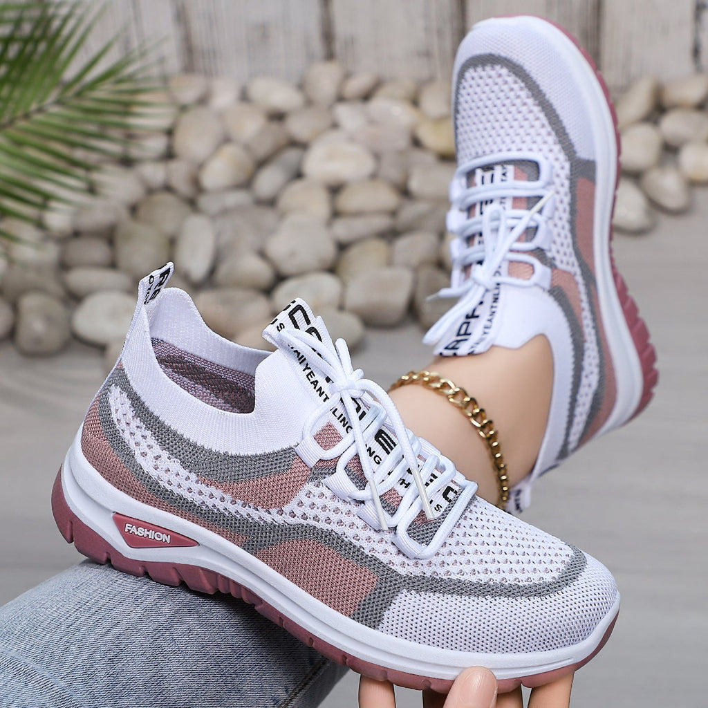 Women's Breathable Mesh Running Shoes with Elastic Lacing