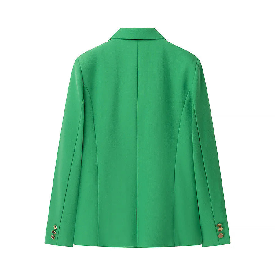 Women's Elegant Blazer Jacket with Textured Design and Practical Pockets