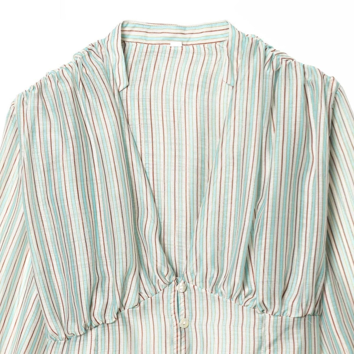 Women's Blouse with Deep V-Neck and Ruffle Details