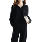 Women's Elegant Collared Cardigan with Wide Cut