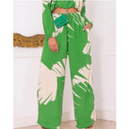 Casual Two-Piece Set with Wide-Leg Pants and Cropped Top