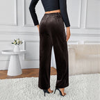 Women's High-Waisted Ribbed Wide-Leg Pants