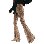 Women's Flared Jeans with Leopard Print
