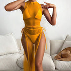 Women's Swim Set with Sheer Skirt and Ties