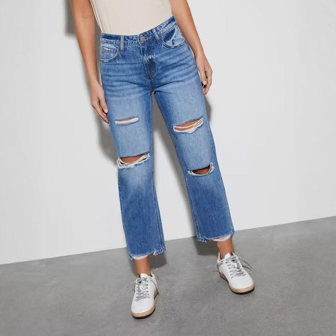 Women's Destroyed Mom Jeans
