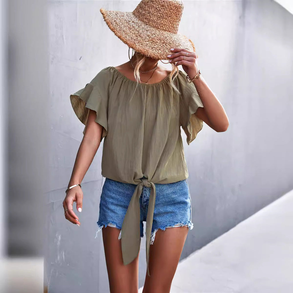 Women's Airy Blouse with Playful Knot and Voluminous Sleeves