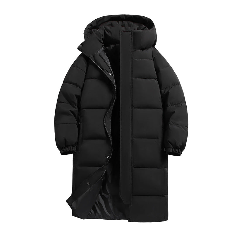 Women's Long Down Jacket with High Collar and Windproof Features