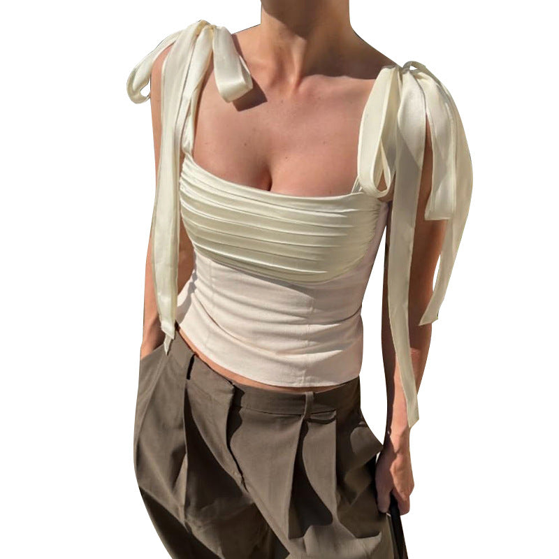 Women's Bandeau Top with Fine Ruffle Details
