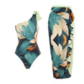 Women's Swimsuit Set with Elegant Asymmetrical Design and Playful Skirt Detail
