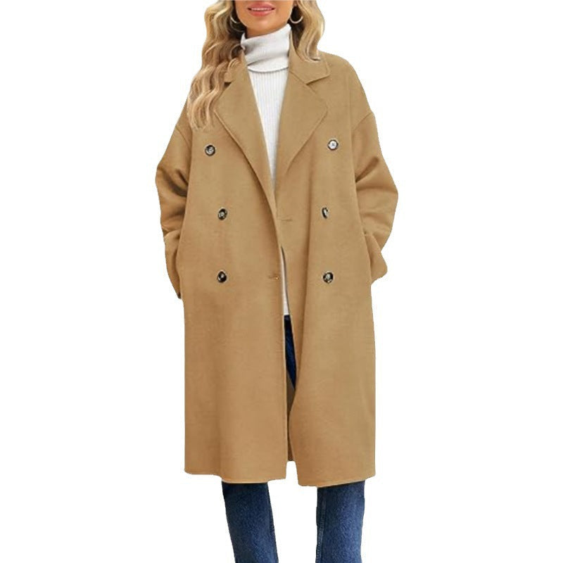 Women's Elegant and Casual Double-Breasted Wool Coat