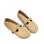Women's Ballet Flats with Elegant Buckle and Soft Suede