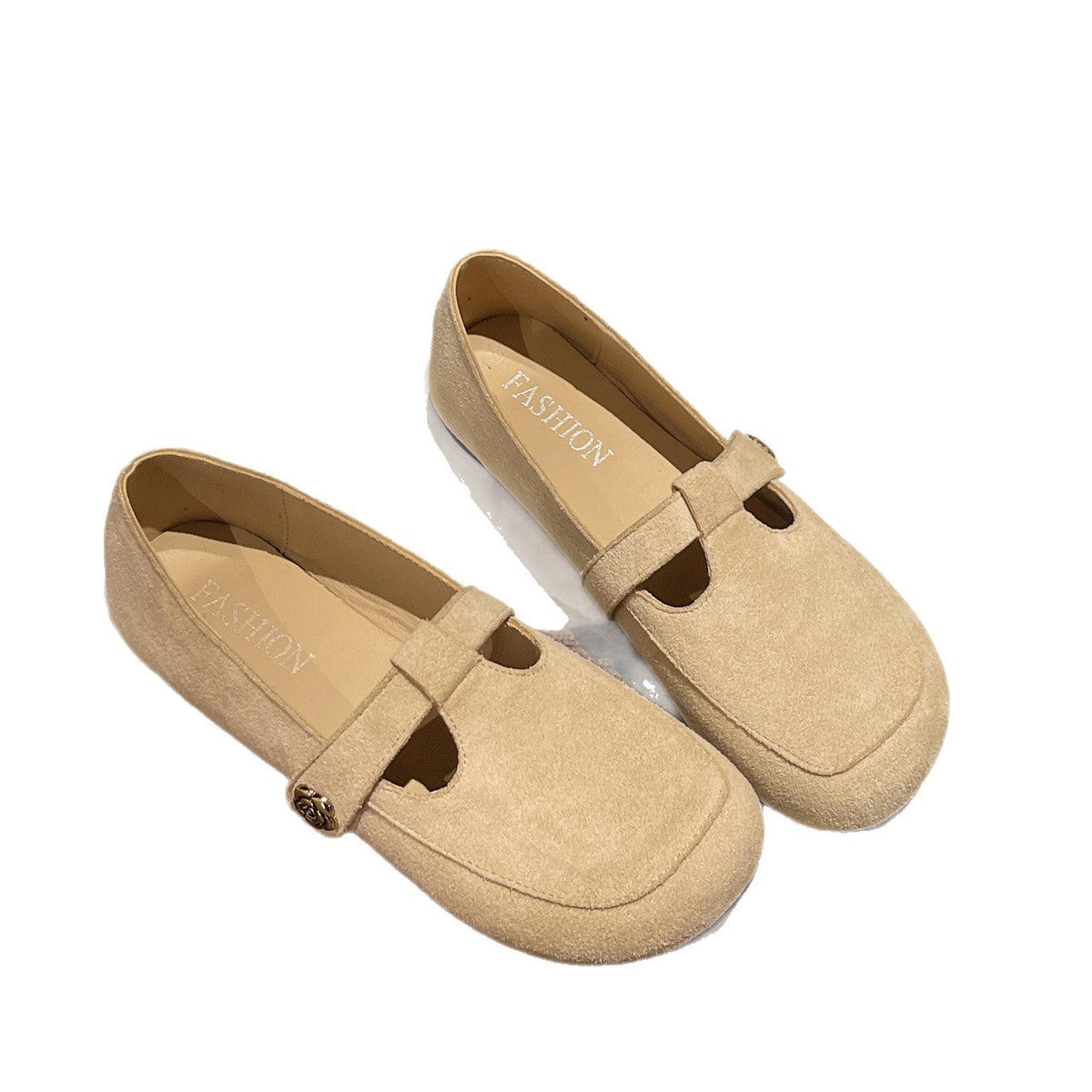 Women's Ballet Flats with Elegant Buckle and Soft Suede