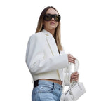 Women's Cropped Blazer with Sharp Shoulders