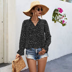 Women's Patterned V-Neck Blouse