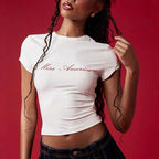 Women's Crop T-Shirt with Elegant Lettering