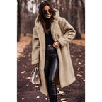 Women's Fluffy Teddy Coat with Hood and Button Detail