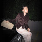 Women's Elegant Blazer Jacket with Double Button Closure and Soft Gloss Effects