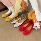 Women's Ballet Flats with Bow Detail and Glossy Finish